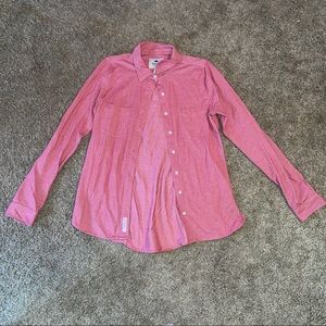 Roots 73 Athletic Canada Red Long Sleeve Button Up Shirt Womans Size XS